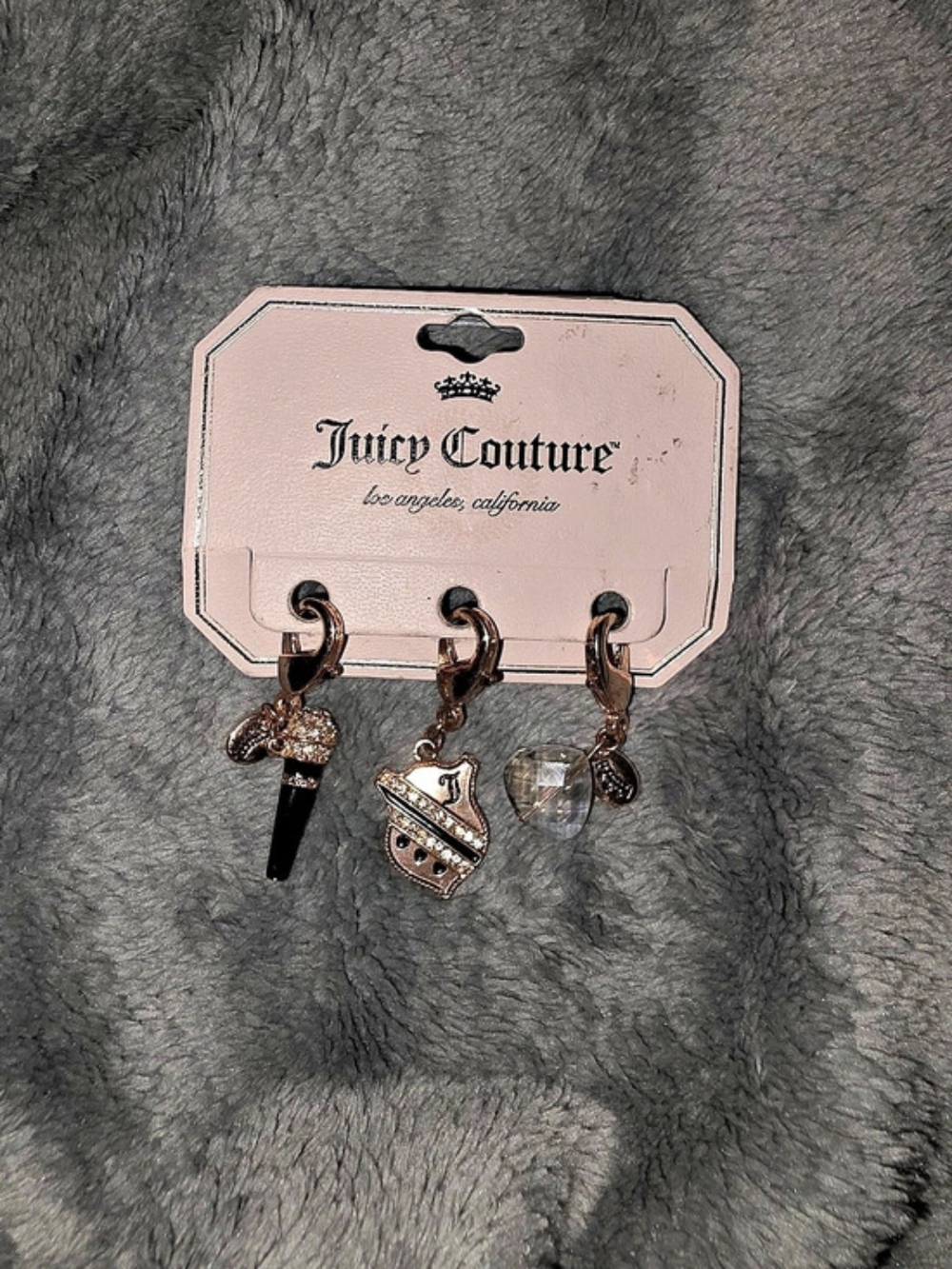 Juicy Couture Charm Earrings Set in Rose Gold & Black NWT